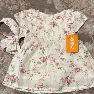 Gymboree White and Pink Floral Dress With Headband